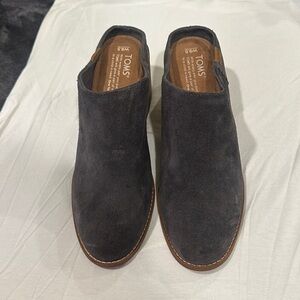 Toms Womens Leila Suede Black/Navy Block Heel Size